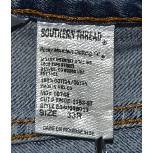Southern Stitch Ladies Straight Leg Embroidered Denim Blue Jeans Size 33 33R - Picture 10 of 12